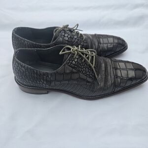 Stacy Adams Black Crocodile Pattern Oxfords